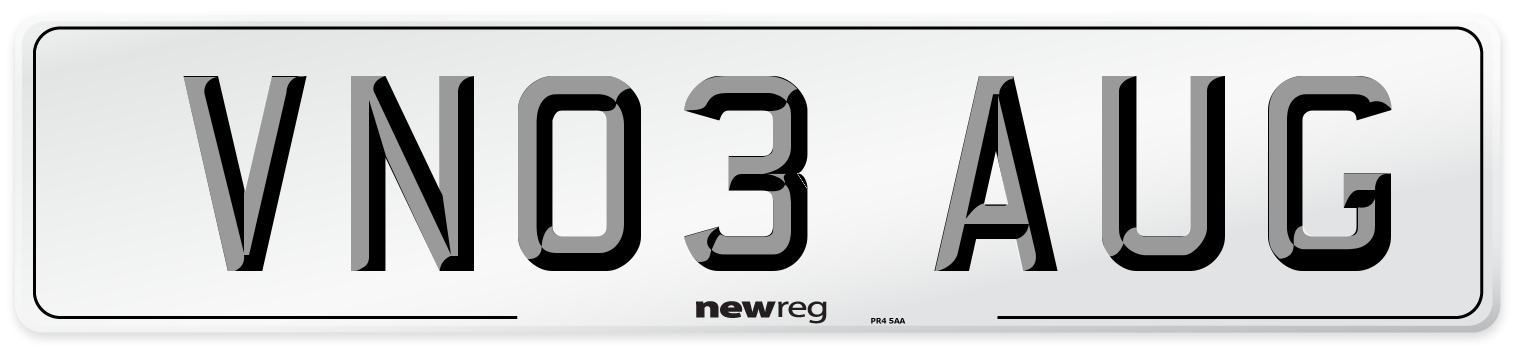 VN03 AUG Number Plate from New Reg